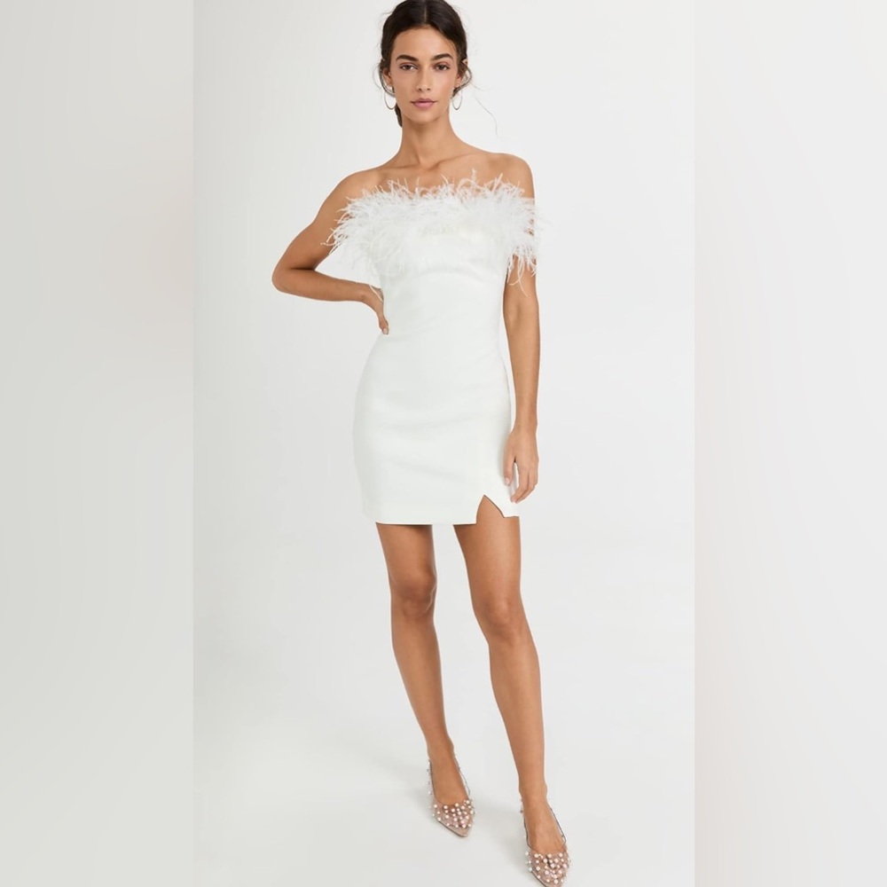 Likely Katy White Feather Mini‎ Dress 0